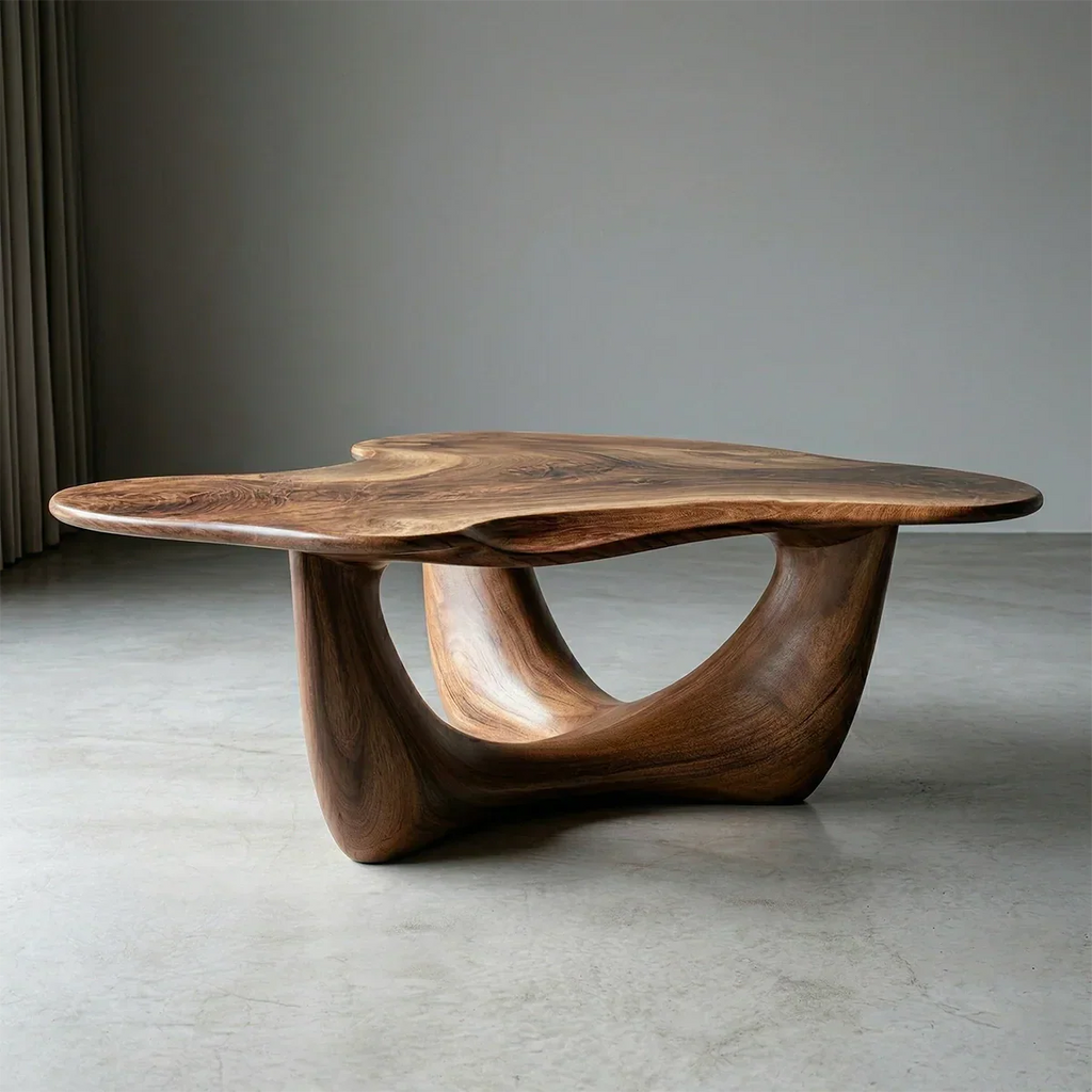 Asymmetrical Sculptural Coffee Table in Organic Natural Solid Wood - Rustirawood