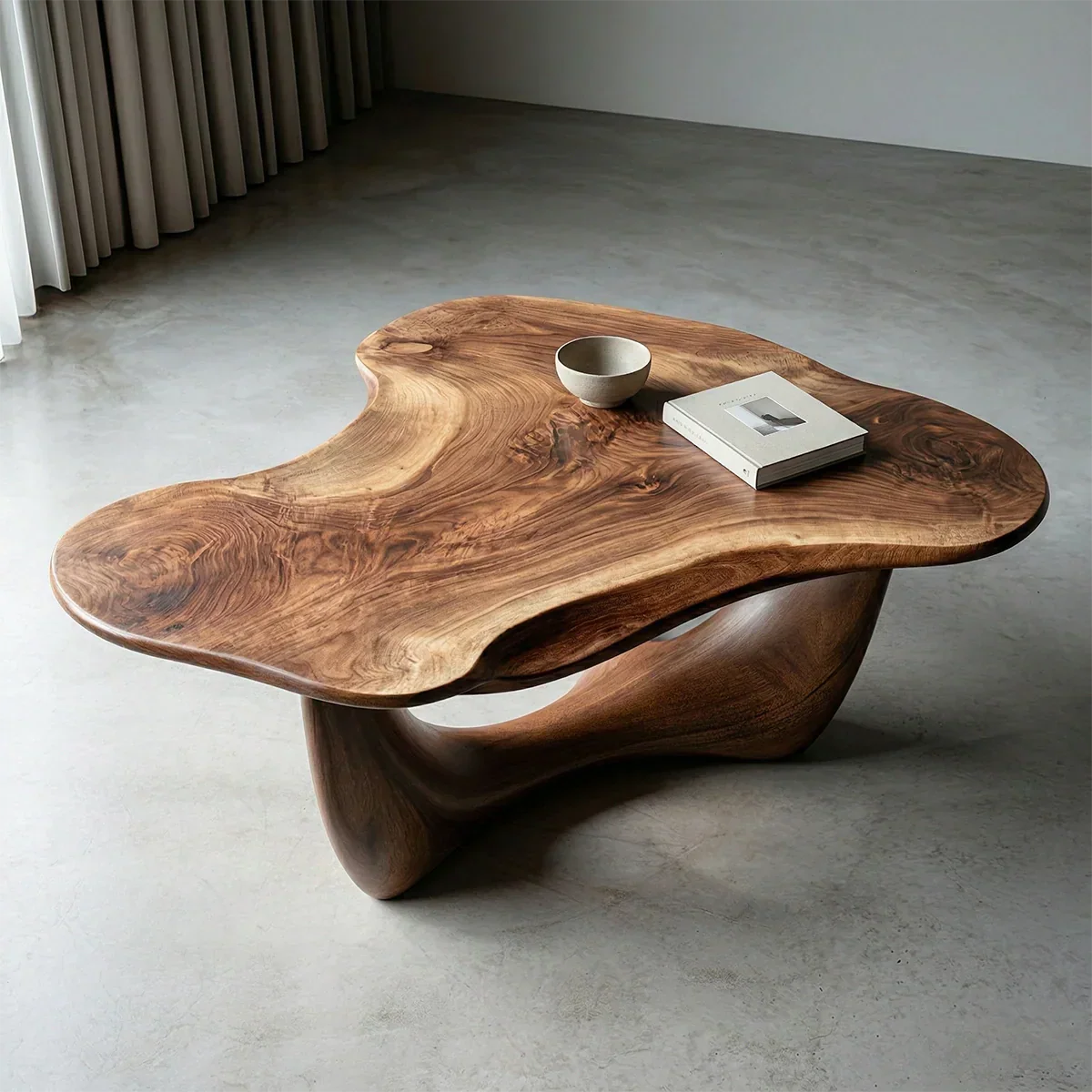 Asymmetrical Sculptural Coffee Table in Organic Natural Solid Wood - Rustirawood