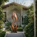 Dual Crest Abstract Sculpture for Modern Spaces - Rustirawood