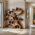 Flow Solid Wood Bookshelf – Sculpted Form Edition - Rustirawood