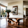 Fluid Twist Walnut Finish Console Table – Modern Sculptural Wood - Rustirawood