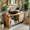 Handcrafted Natural Solid Wood Live-Edge Bathroom Vanity - Rustirawood