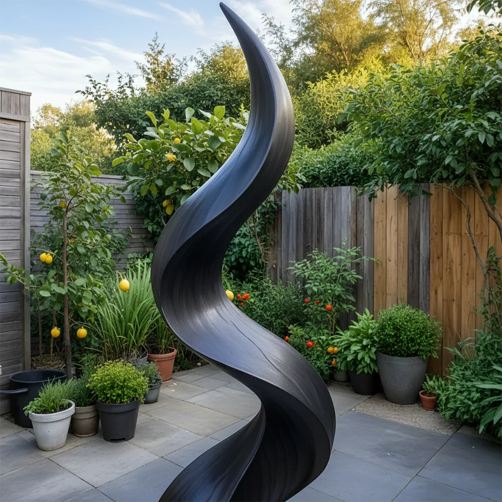 Handcrafted Natural Wood Abstract Sculpture – Modern Curved Art - Rustirawood