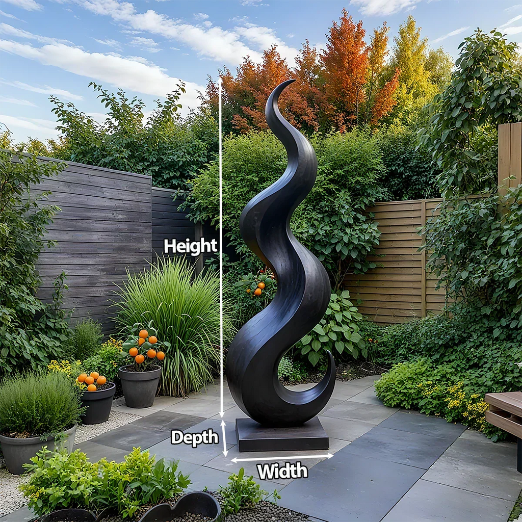 Handcrafted Solid Wood Abstract Sculpture – Tall Wave Form - Rustirawood