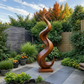 Handcrafted Solid Wood Abstract Sculpture – Tall Wave Form - Rustirawood