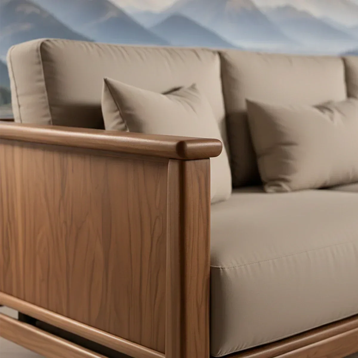 Handcrafted Solid Wood Cotton Sofa – Minimalist Rustic Comfort - Rustirawood