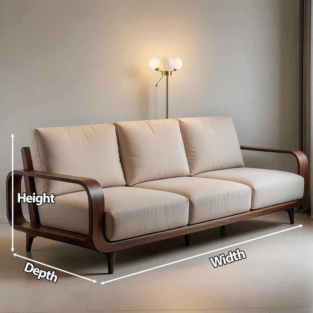 Handcrafted Solid Wood Cotton Sofa – Rustic Minimalist Design - Rustirawood
