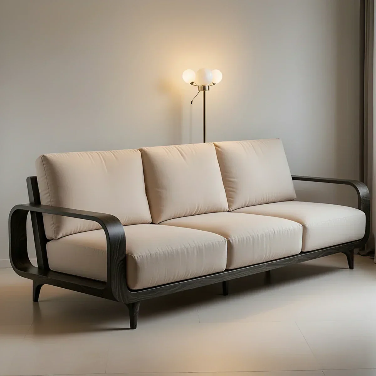 Handcrafted Solid Wood Cotton Sofa – Rustic Minimalist Design - Rustirawood