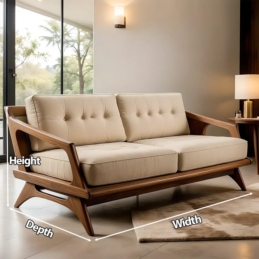 Handcrafted Solid Wood Cotton Sofa – Rustic Modern Minimalist Design - Rustirawood