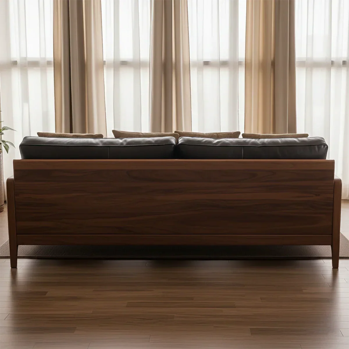 Handcrafted Solid Wood Leather Sofa – Premium Modern Design - Rustirawood