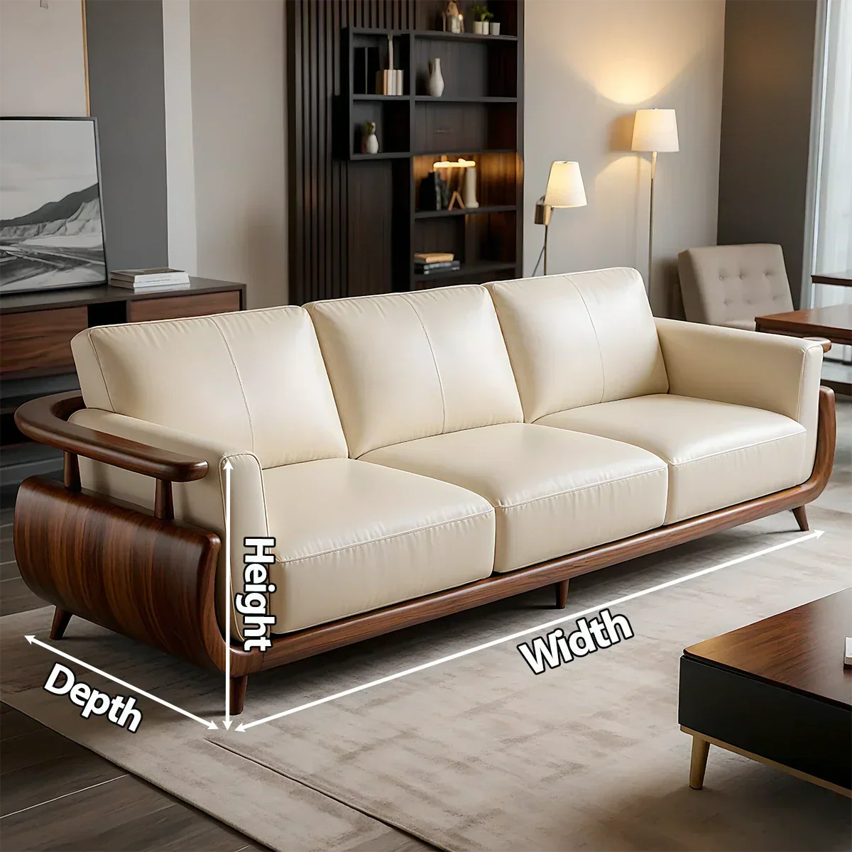 Handcrafted Solid Wood Leather Sofa – Rustic Modern Premium Design - Rustirawood