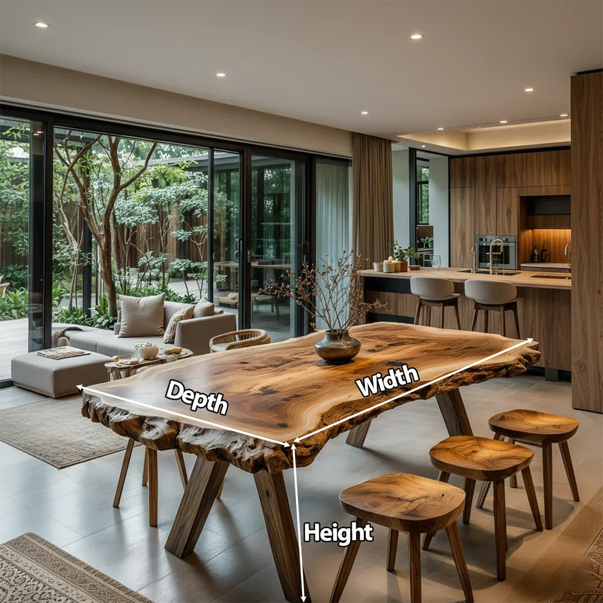 Live Edge Natural Solid Wood Dining Table – Handcrafted Luxury - Rustirawood