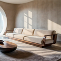 Modern Extra-Long Cotton Sofa with Solid Wood Frame - Rustirawood