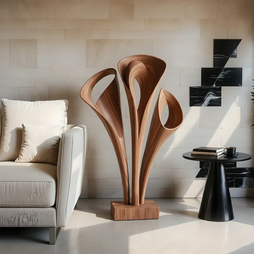 Modern Petal-Form Abstract Sculpture for Artistic Interiors - Rustirawood