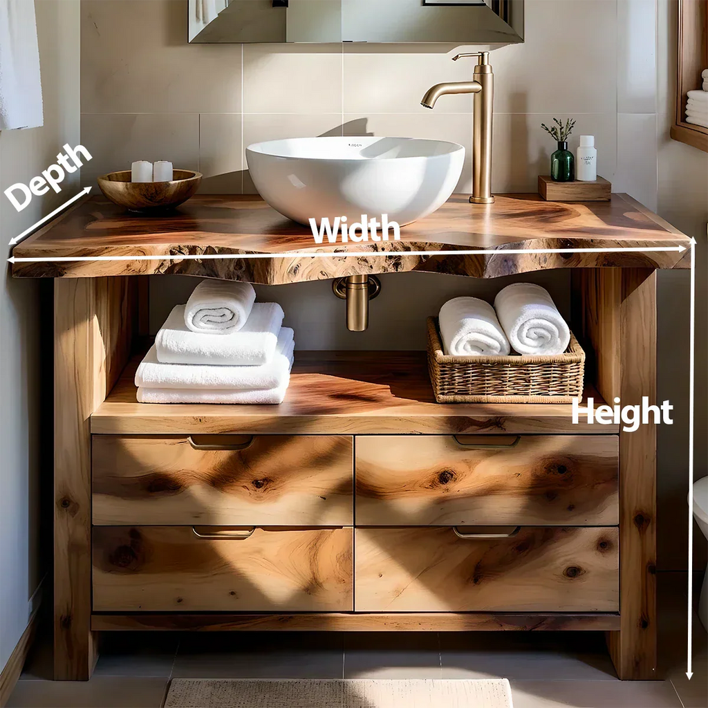 Natural Solid Wood Bathroom Vanity – Wabi-Sabi Live Edge Style - Rustirawood