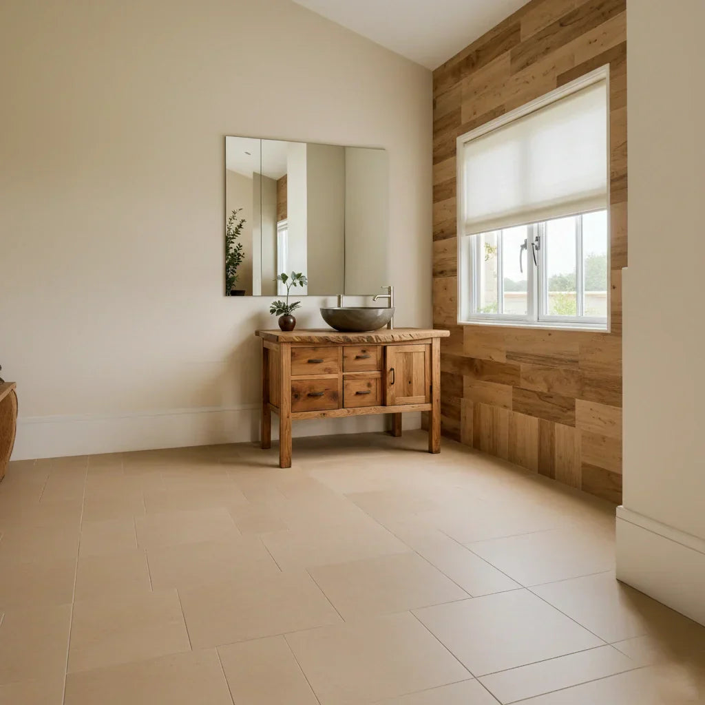 Natural Solid Wood Bathroom Vanity with Drawers & Cabinet — Handcrafted Wabi Sabi Design - Rustirawood