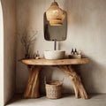 Natural Solid Wood Bathroom Vanity with Sculpted Root Base - Rustirawood