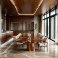 Natural Solid Wood Dining Table in Modern Luxury Style - Rustirawood