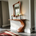 Natural Solid Wood Sculptural Console Table in Modern Wabi-Sabi Form - Rustirawood