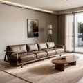 Premium Leather Sofa – Solid Wood Frame, Modern Minimalist Design - Rustirawood 