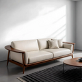 Premium Leather Solid Wood Sofa – Modern Minimalist Design - Rustirawood