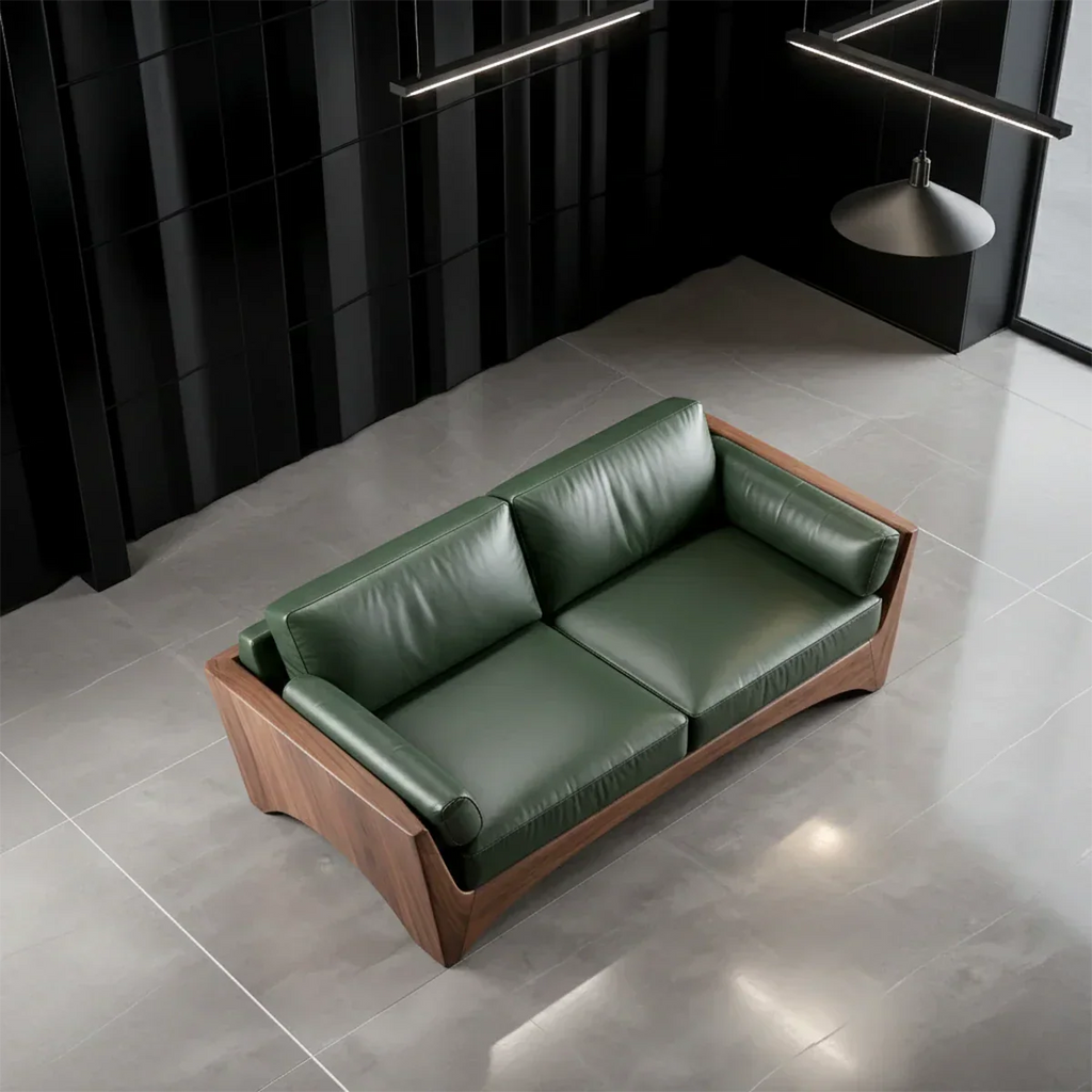 Premium Leather Solid Wood Sofa – Modern Rustic Minimalist - Rustirawood