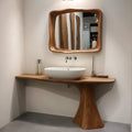 Sculpted Solid Wood Bathroom Vanity With Modern Curved Base - Rustirawood