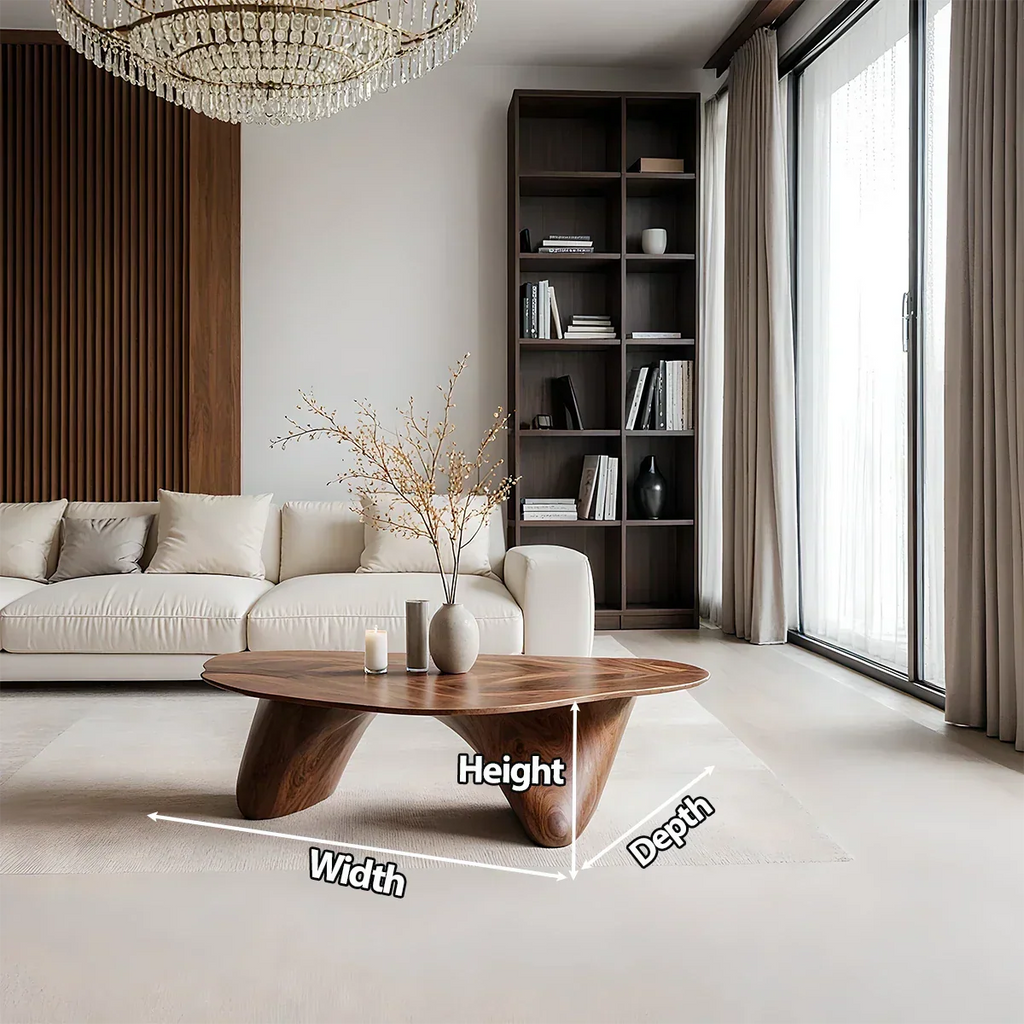 Sculpted Solid Wood Coffee Table – Soft Curved Base & Minimalist Form - Rustirawood