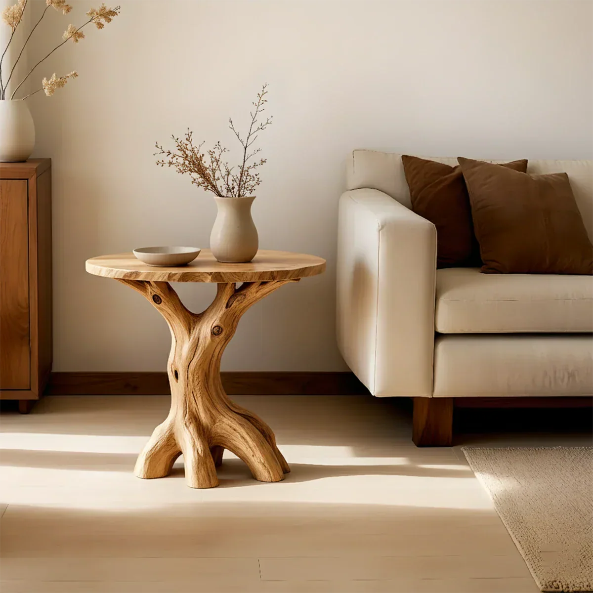Solid Wood Accent Table – Modern Sculptural Rootform Design - Rustirawood