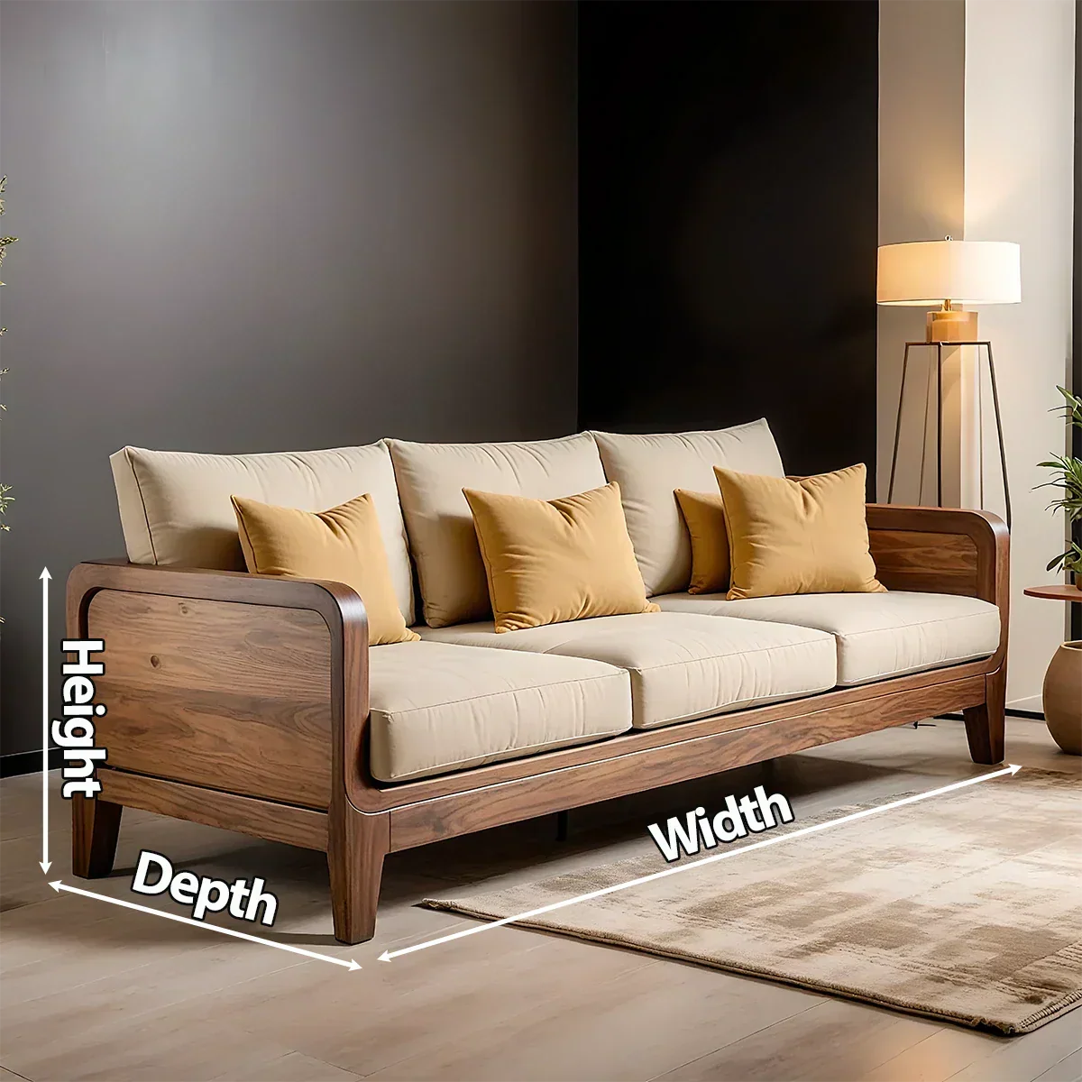 Solid Wood Cotton Fabric Sofa – Modern Minimalist Design - Rustirawood