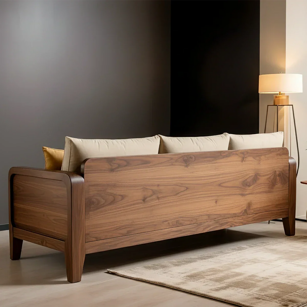 Solid Wood Cotton Fabric Sofa – Modern Minimalist Design - Rustirawood