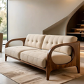 Solid Wood Cotton Fabric Sofa – Modern Rustic Design - Rustirawood