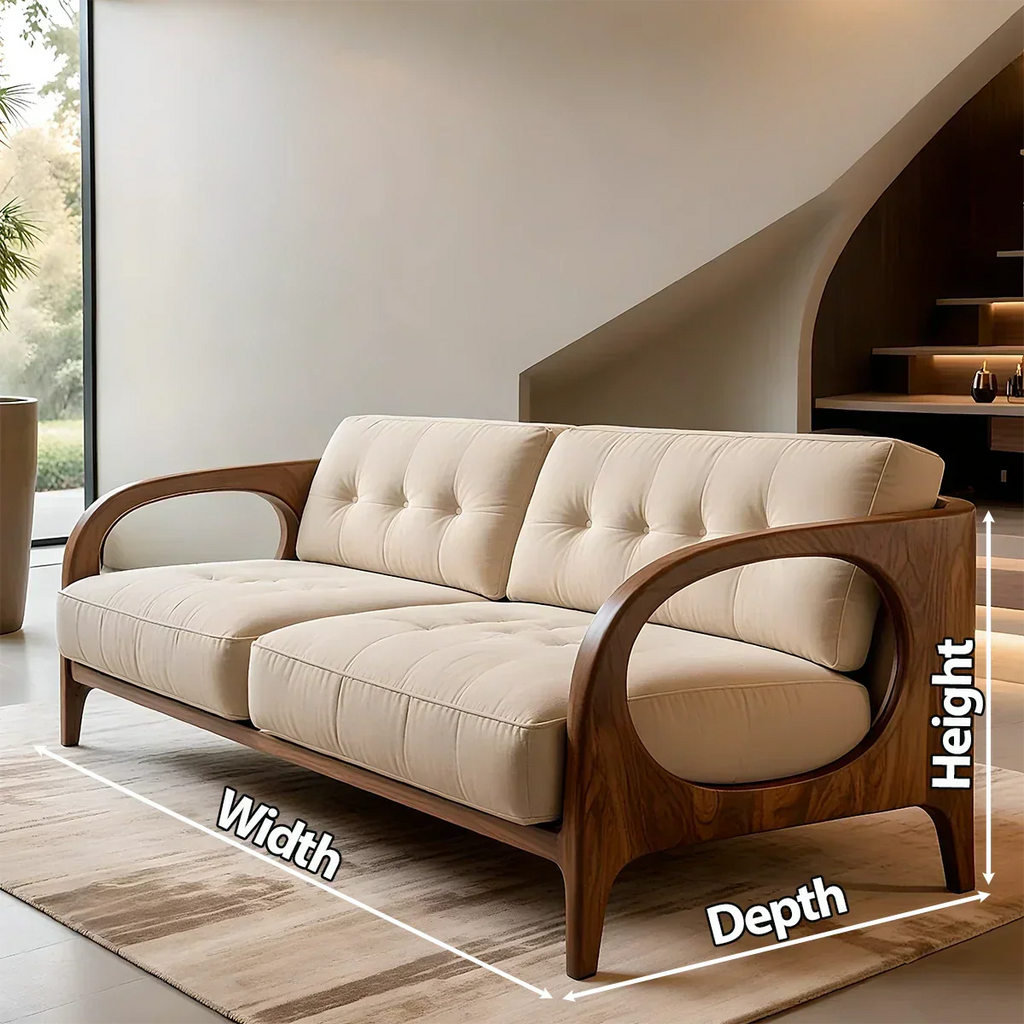 Solid Wood Cotton Fabric Sofa – Modern Rustic Design - Rustirawood