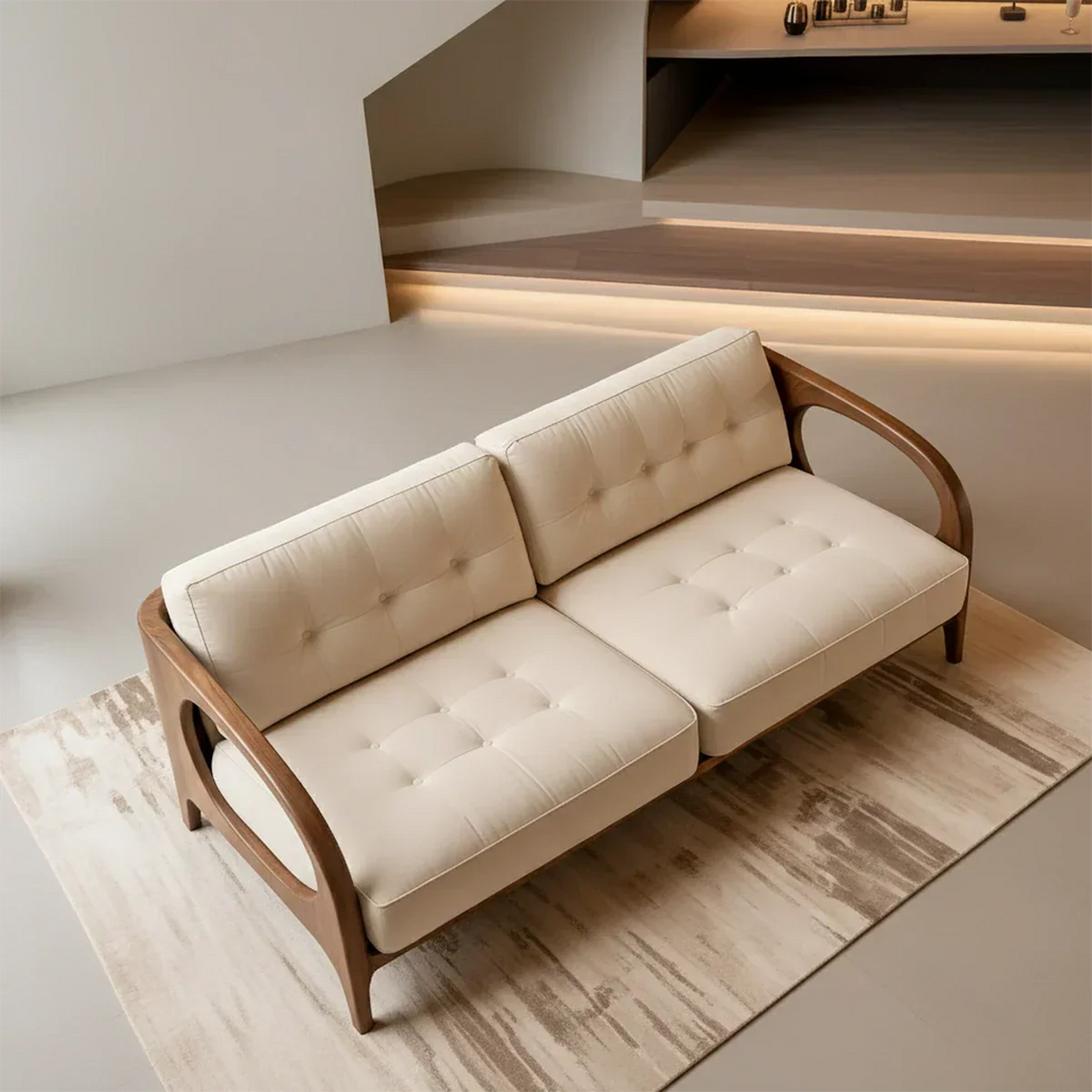 Solid Wood Cotton Fabric Sofa – Modern Rustic Design - Rustirawood
