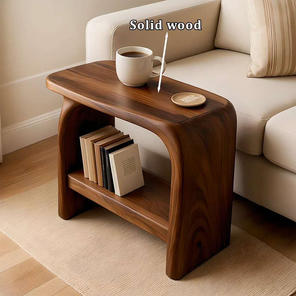 Solid Wood End Table – Modern Sculptural Flowform - Rustirawood