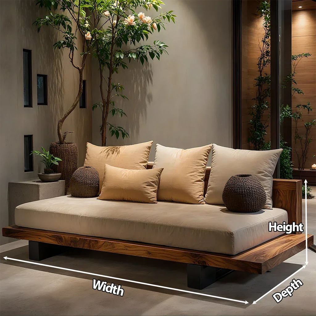 Solid Wood Sofa – Japandi Sanctuary of Calm - Rustirawood