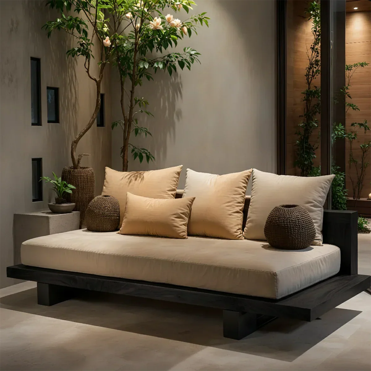 Solid Wood Sofa – Japandi Sanctuary of Calm - Rustirawood