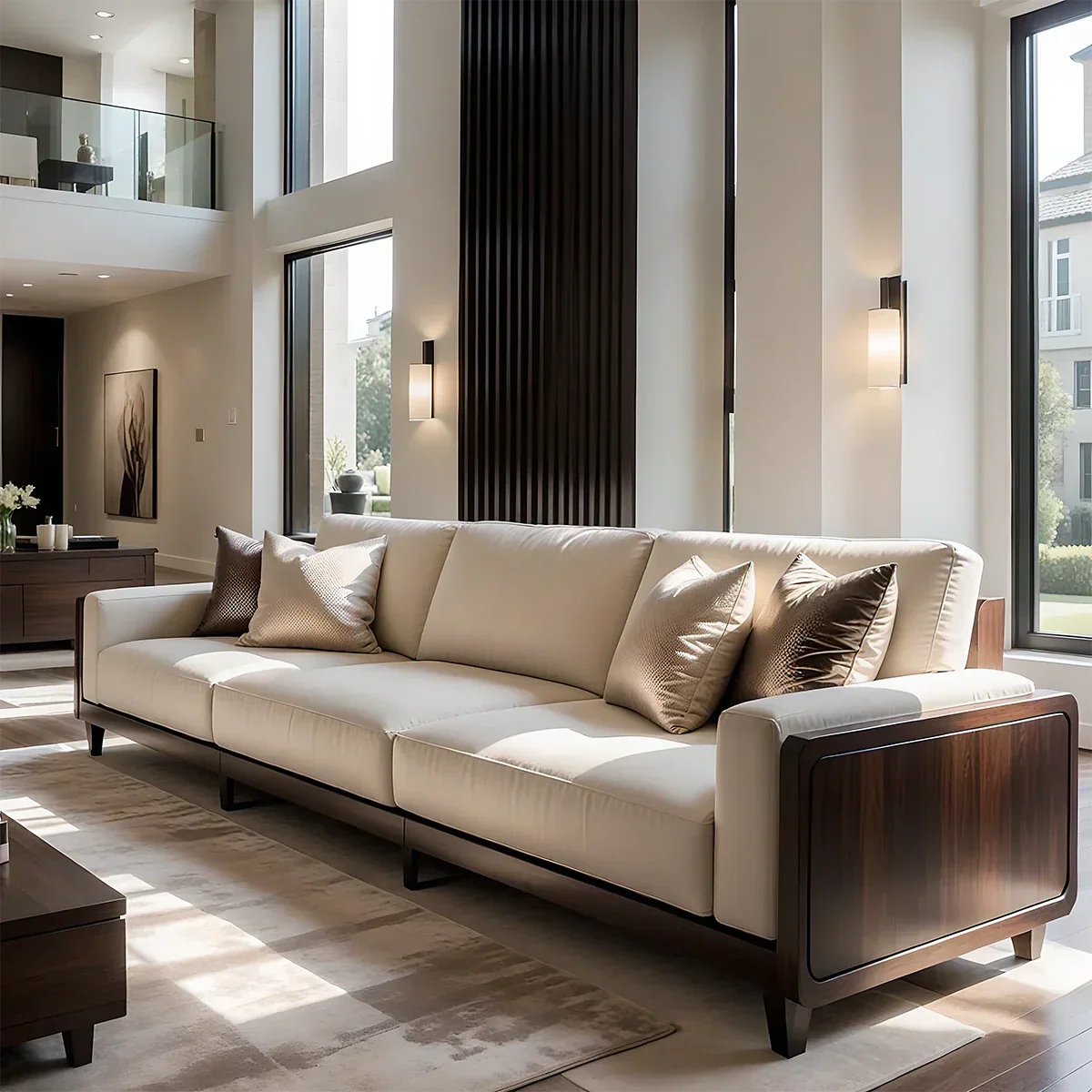 Solid Wood Sofa – Modern Minimalist Elegance - Rustirawood