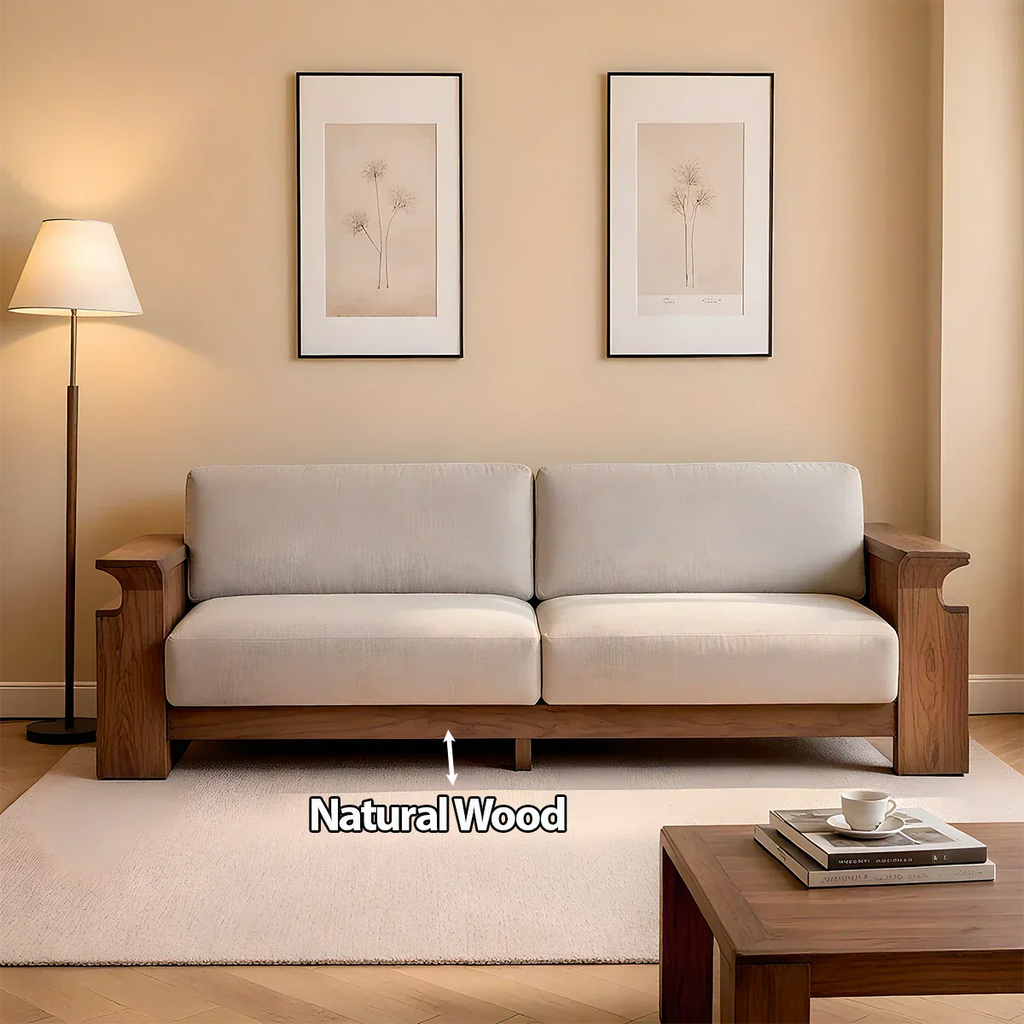 Solid Wood Sofa – Scandinavian Minimalist Serenity - Rustirawood