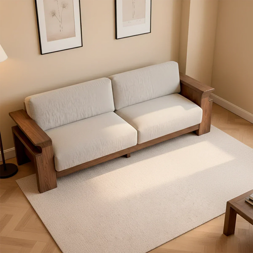 Solid Wood Sofa – Scandinavian Minimalist Serenity - Rustirawood