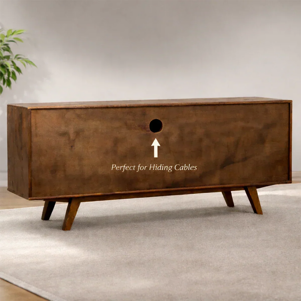 Solid Wood TV Stand – Modern Architectural Block Design - Rustirawood