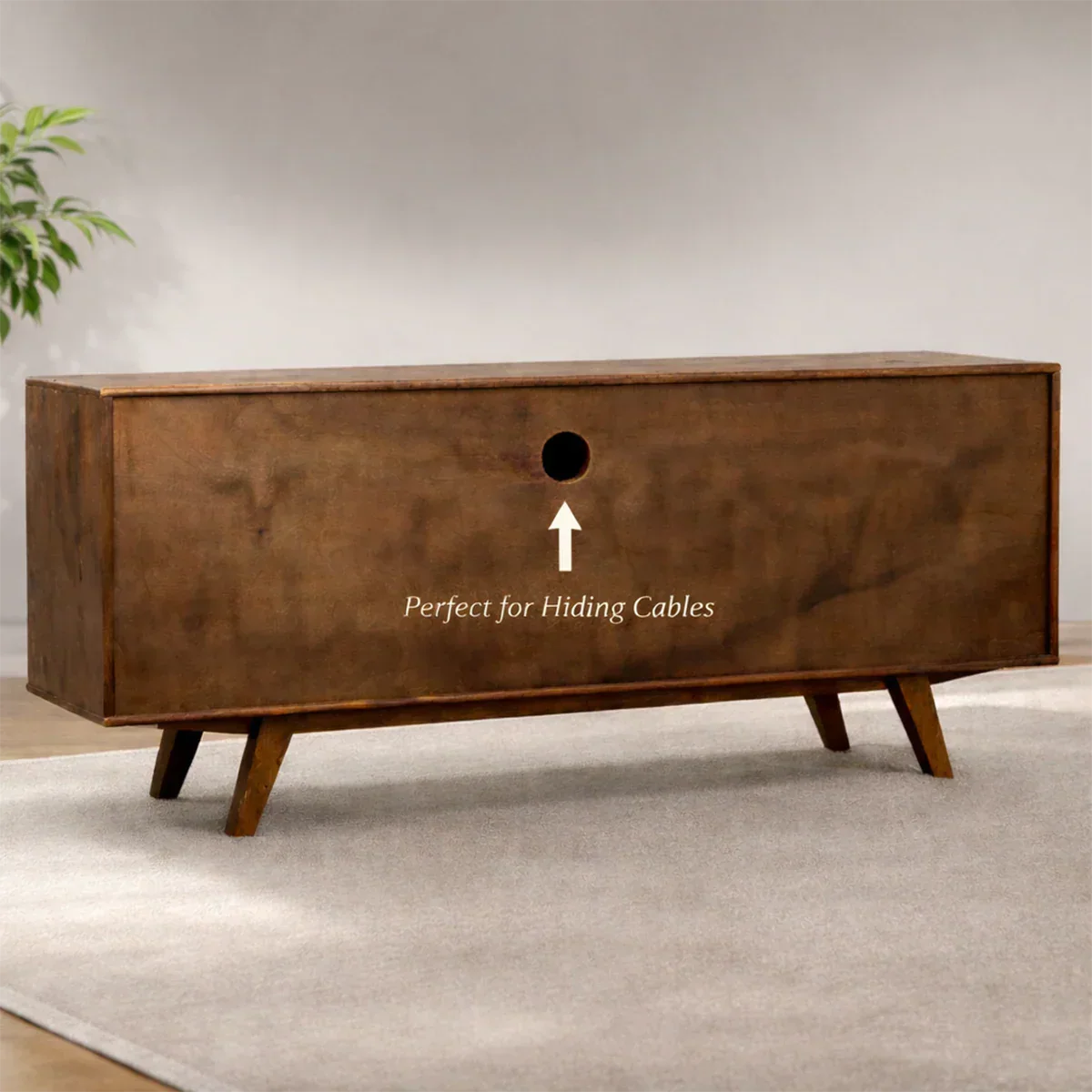 Solid Wood TV Stand – Modern Architectural Linear Design - Rustirawood