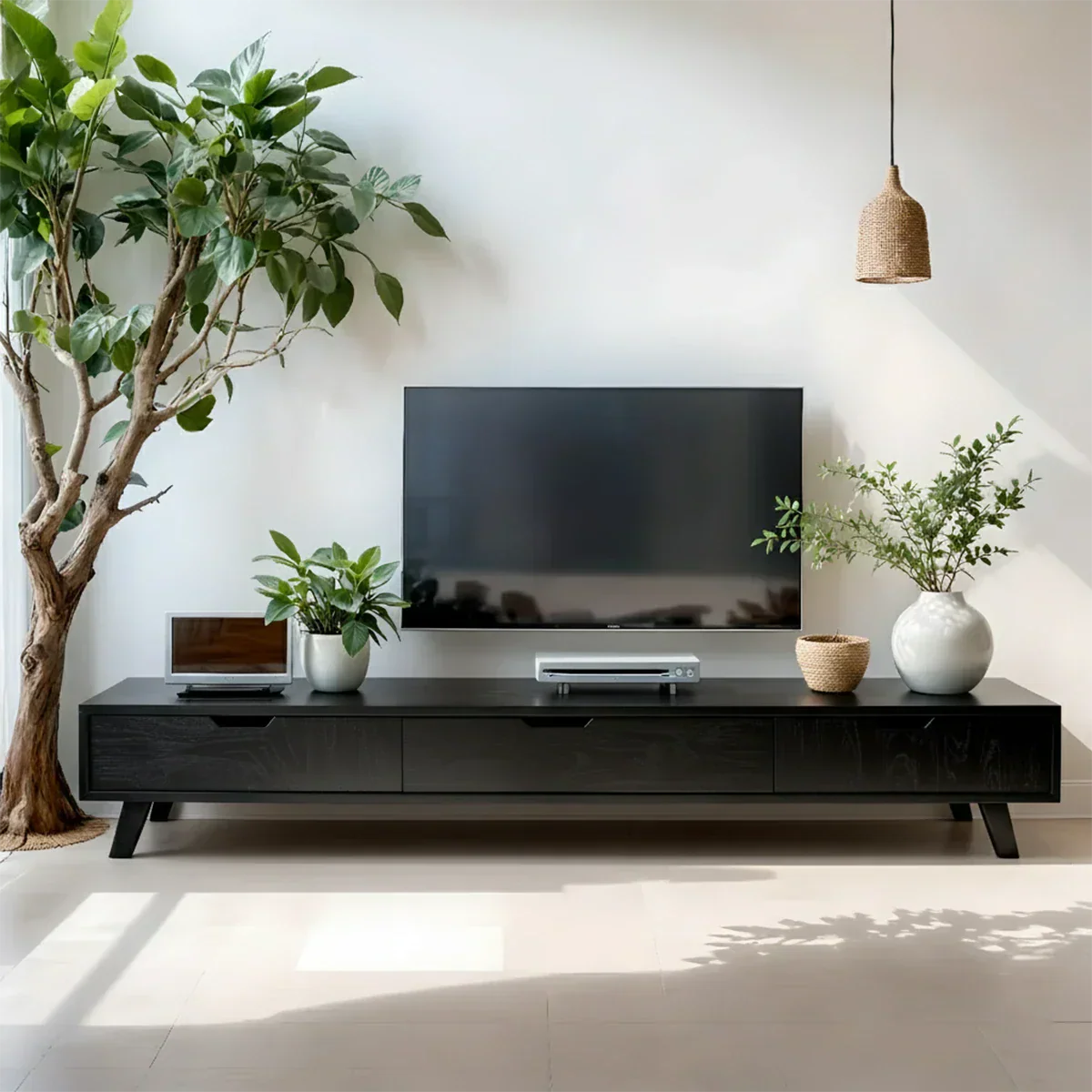 Solid Wood TV Stand – Modern Minimalist Architectural Design - Rustirawood
