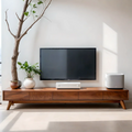 Solid Wood TV Stand – Scandinavian Minimalist Linear Design - Rustirawood