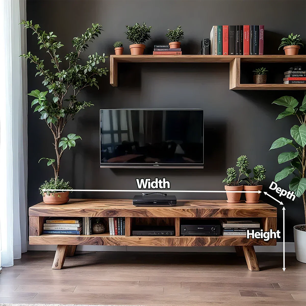 Solid Wood TV Stand – Scandinavian Modern Open-Shelf Design - Rustirawood