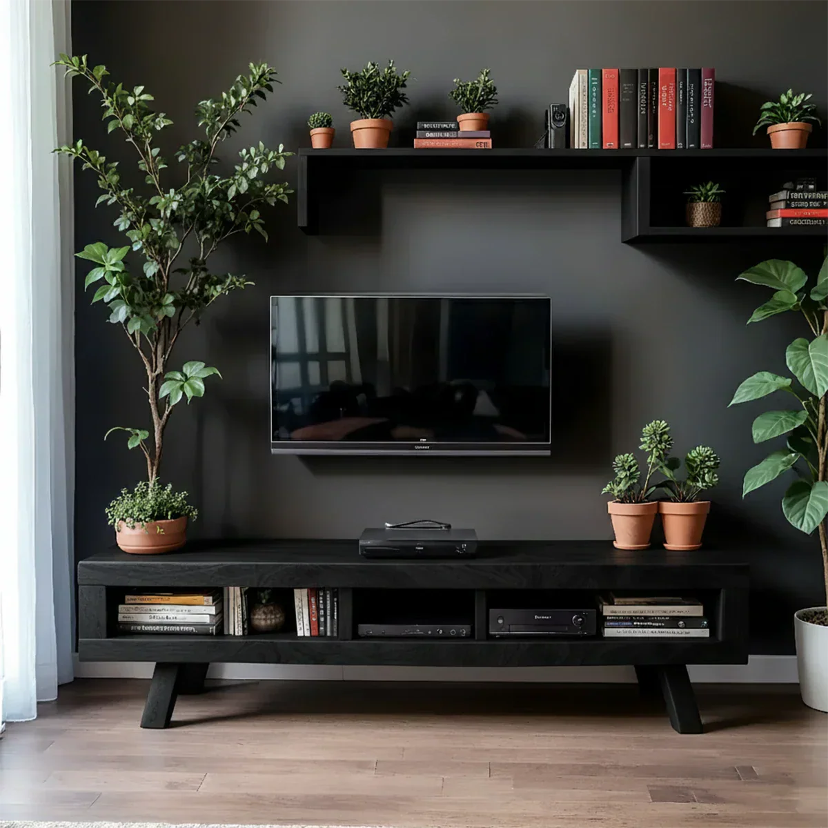 Solid Wood TV Stand – Scandinavian Modern Open-Shelf Design - Rustirawood