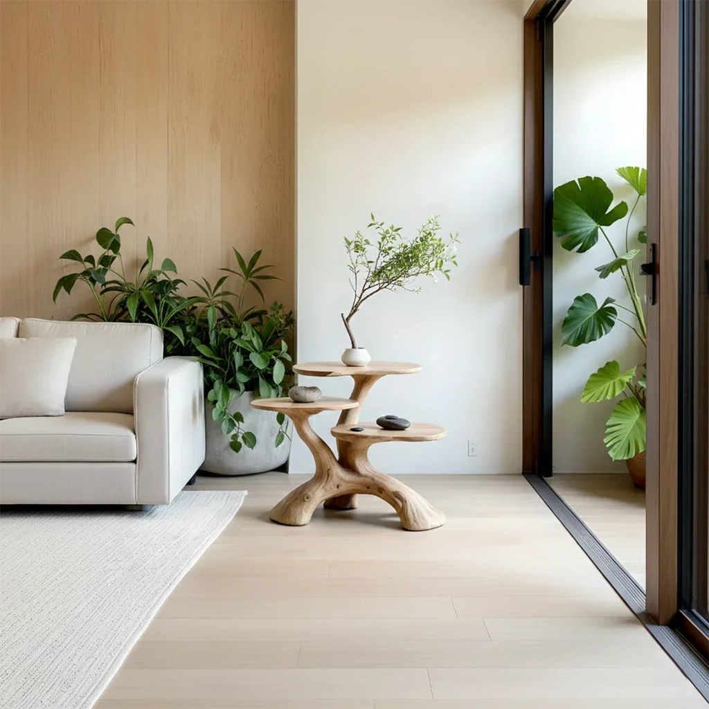 Three-Tier Organic Shape Natural Solid Wood Table - Rustirawood