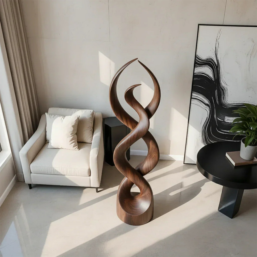 Twisted Harmony Abstract Sculpture for Modern Interiors - Rustirawood