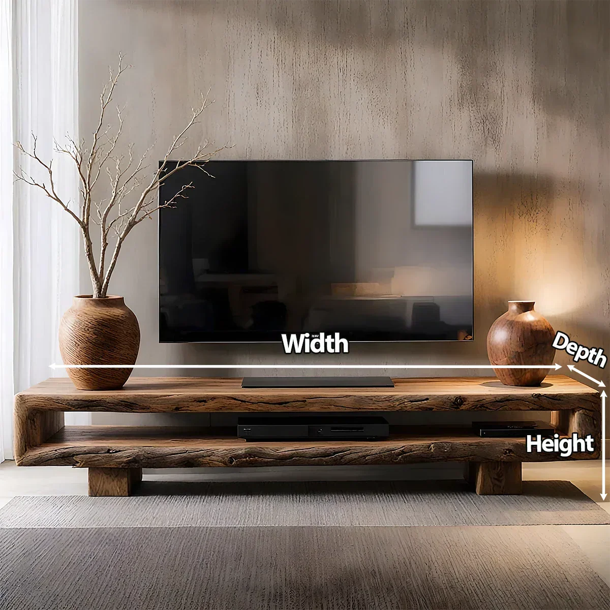 Wabi Sabi Solid Wood TV Stand – Rustic Driftwood Media Console - Rustirawood