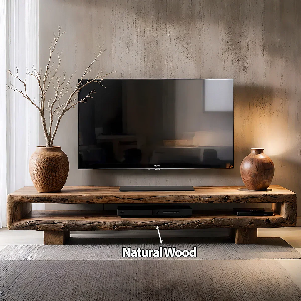 Wabi Sabi Solid Wood TV Stand – Rustic Driftwood Media Console - Rustirawood
